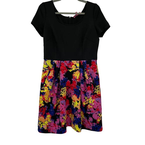 Betsey Johnson Scuba Fit n Flare Floral Bottom Dress - Picture 2 of 10